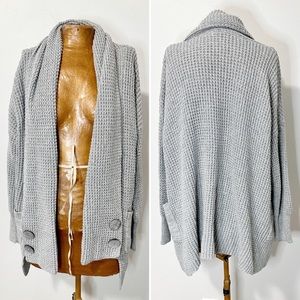 Soft Surroundings Gray Townsend Open Front Chunky Knit Cardigan Size small